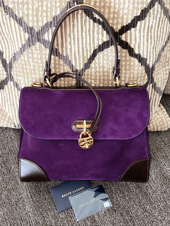 Ralph Lauren Handbags - 💜RARE Ralph Lauren💜 - Deep Purple Suede Tiffin 27 Satchel Bag